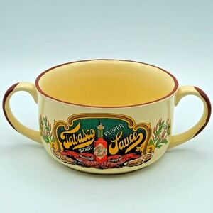 Vintage Tabasco Brand Pepper Double Handle Gumbo Soup Bowl McIlhenny Ware